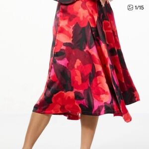 C. Wonder Red and Black Floral Skirt- Like new